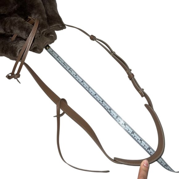 Teddy Blake‎ Eliza Faux Fur Leather Bucket Crossbody Chocolate Brown Neutral - Picture 15 of 15